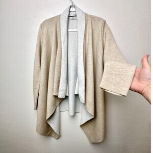 Zara Knit Two-Tone Waterfall Cardigan Sweater Tan/Cream Women M